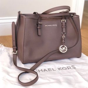 Michael Kors saffiano leather tote purple gray